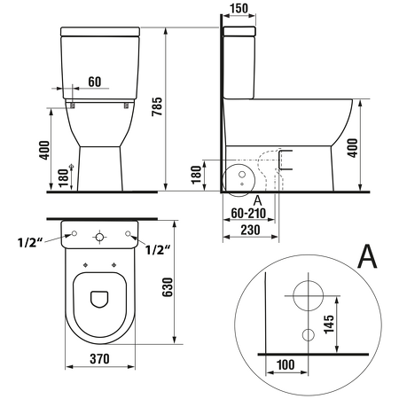 JALTA WC kombi, Rimless, spodní/zadní odpad