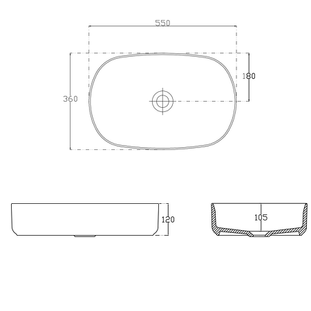 INFINITY OVAL keramické umyvadlo na desku, 55x36 cm, bílá mat