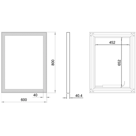 GANO zrcadlo s LED osvětlením 60x80cm, černá