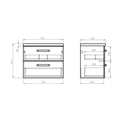 VEGA sestava koupelnového nábytku, š. 72,5 cm, bílá/dub platin