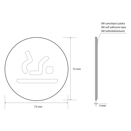 Přebalovna označení průměr 75mm, broušený nerez