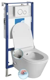 Závěsné WC AVVA Rimless, integr. baterie a bidet. sprška s podomítkovou nádržkou a tlačítkem Schwab, bílá náhledová fotka produktu