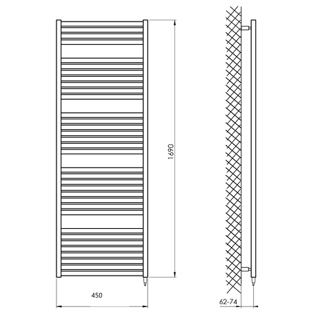 TONDI-E elektrické otopné těleso rovné 450x1690 mm, 600W, černá mat
