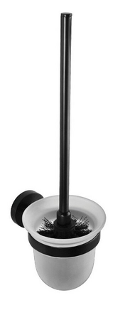 X-ROUND BLACK WC štětka nástěnná, miska mléčné sklo, černá