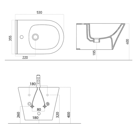 AVVA bidet závěsný 35,5x53 cm, černá mat