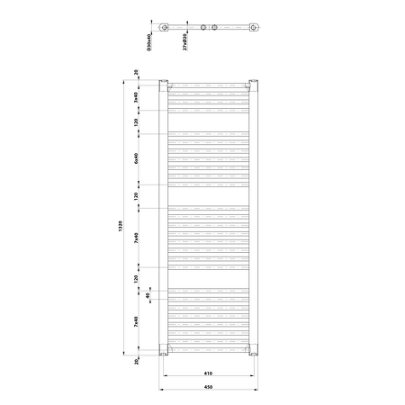 DIRECT otopné těleso s bočním připojením 450x1320 mm, 594 W, bílá