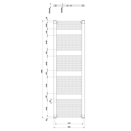 DIRECT otopné těleso s bočním připojením 450x1680 mm, 757 W, bílá