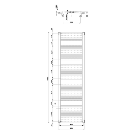 ORBIT otopné těleso s bočním připojením 450x1680 mm, 757 W, bílá