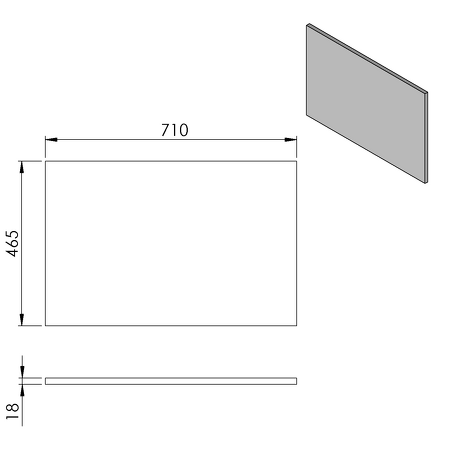 CIRASA deska DTDL 71x1,8x46,5cm, dub stříbrný