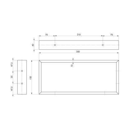 Podpěrná konzole 350x150x40mm, lakovaná ocel, černá mat, 1 ks