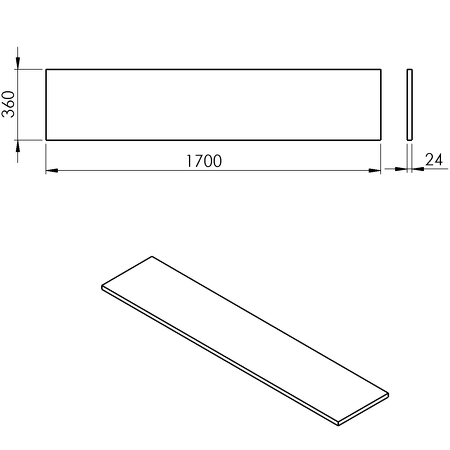 PLATO deska Rockstone 1700x24x360mm, bílá mat