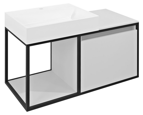 SKARA umyvadlová skříňka 100x49,5x46,5cm, černá mat/bílá mat