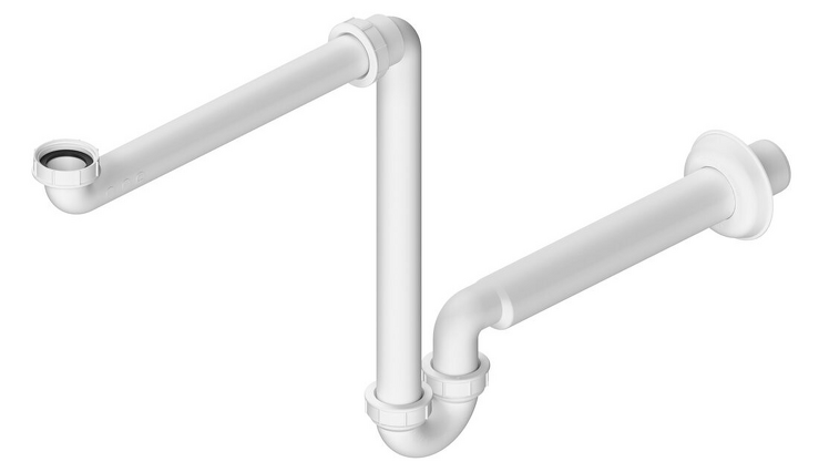 Umyvadlový sifon šetřící místo 5/4", DN32, bílá