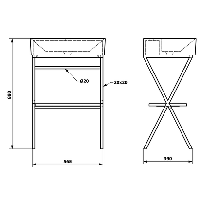 FERRO podstavec s umyvadlem 600x880x420mm, černá