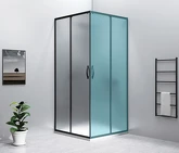 SIGMA SIMPLY BLACK sprchové dveře posuvné pro rohový vstup 1000 mm, sklo Brick náhledová fotka produktu