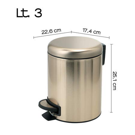 POTTY odpadkový koš 3l, Soft Close, zlato mat