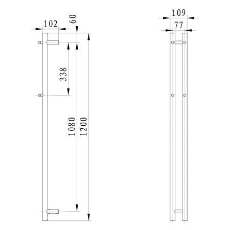 PAPINADO elektrický sušák ručníků 109x1200mm, 40W, černá mat