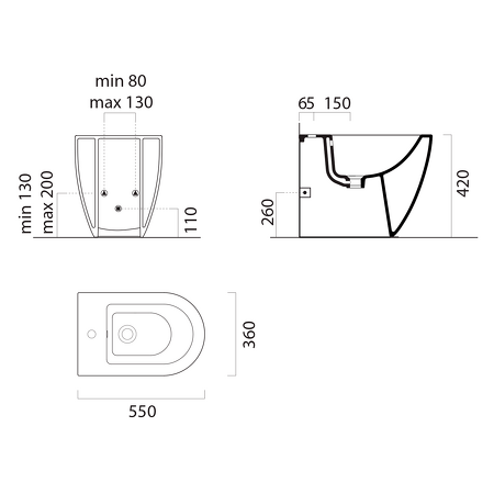 PURA BIG bidet stojící 36x55cm, ghiaccio mat