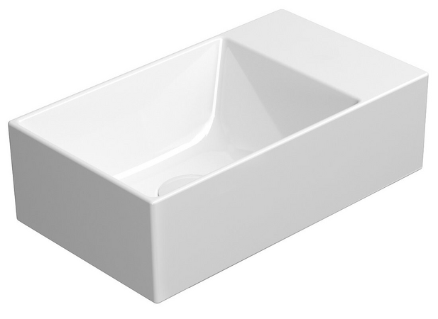 KUBE X keramické umývátko 40x23cm, broušená spodní hrana, bez otvoru, bílá ExtraGlaze