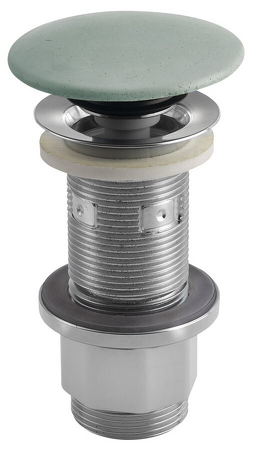 Umyvadlová výpust 5/4“, click-clack, betonová zátka, zelená