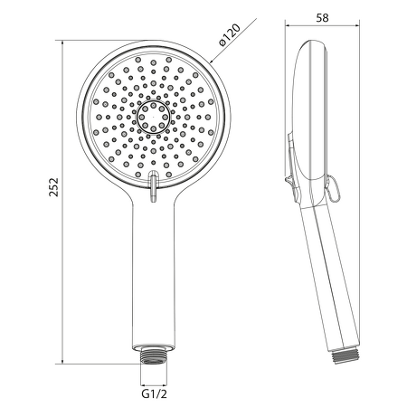Ruční masážní sprcha, 4 režimy sprchování, průměr 120mm, ABS/chrom