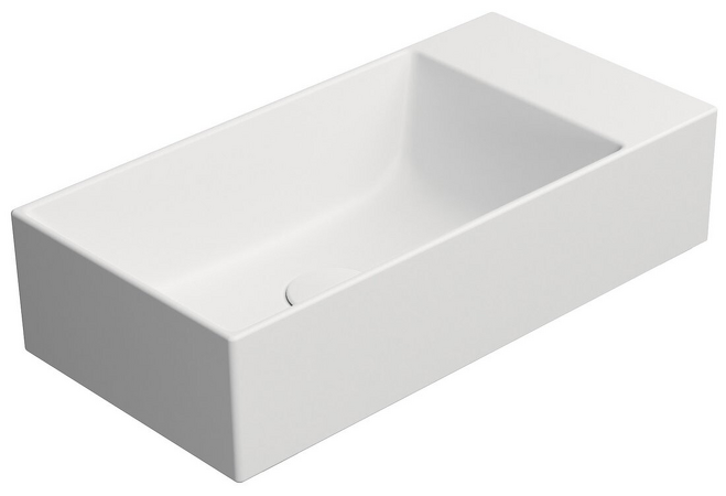 KUBE X keramické umývátko 50x25cm, broušená spodní hrana, bez otvoru, pravé/levé, bílá mat