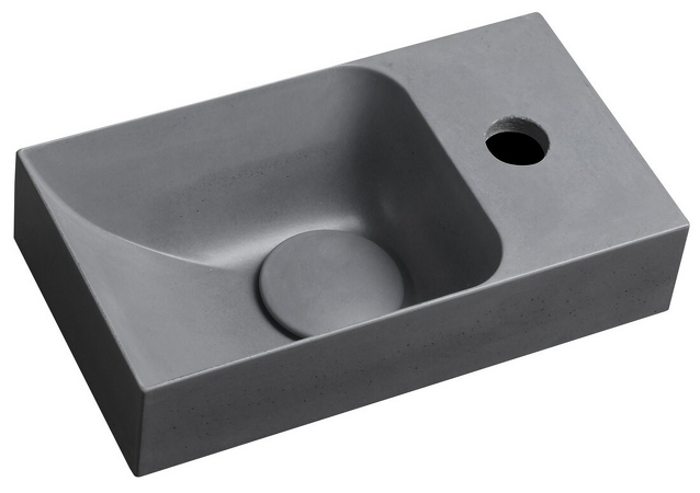 PICCOLINO betonové umývátko 30,8x17cm, baterie vpravo, šedá