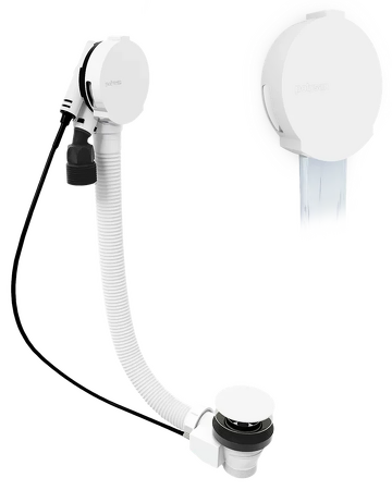 Vanová souprava s napouštěním, bovden, délka 1200mm, zátka 72mm, bílá