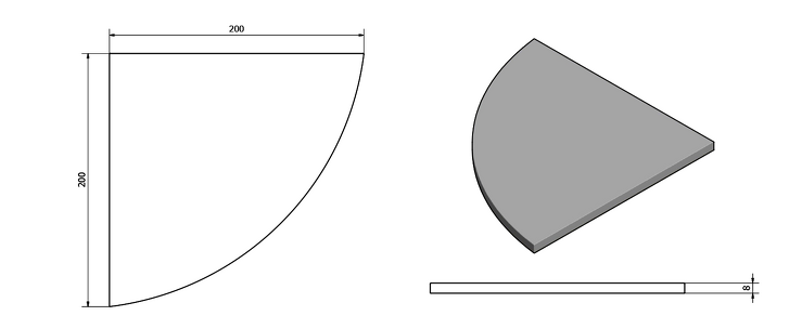 X-ROUND skleněná police rohová, čtvrtkruhová 200x200mm, chrom/mléčné sklo