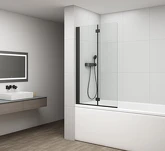 ROTA BLACK vanová zástěna skládací 900mm, čiré sklo náhledová fotka produktu