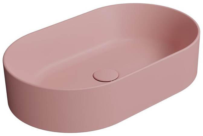 KUBE X keramické umyvadlo na desku, 60x37cm, oválné, blush mat