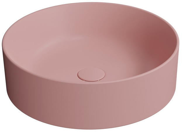 KUBE X keramické umyvadlo na desku, průměr 45cm, blush mat