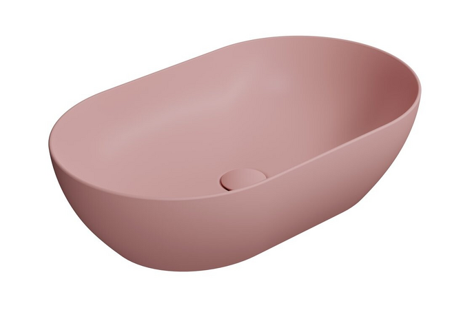 PURA keramické umyvadlo na desku 60x37cm, blush mat