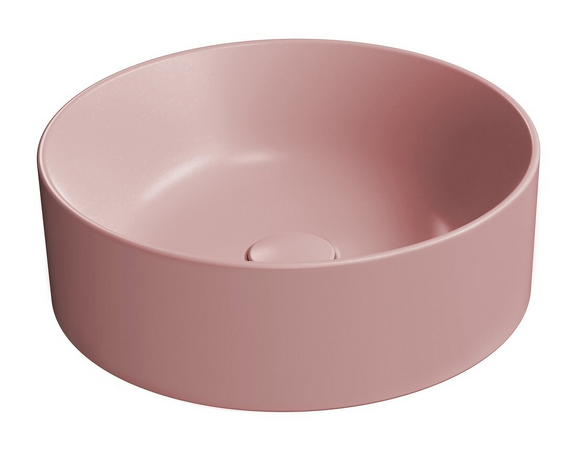 KUBE X keramické umyvadlo na desku, průměr 40cm, blush mat