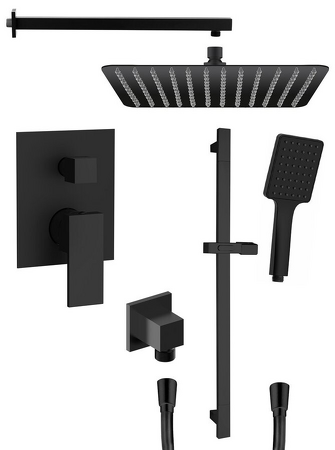 CUBEMIX podomítkový sprchový set s pákovou baterií, 2 výstupy, posuvný držák sprchy, černá mat