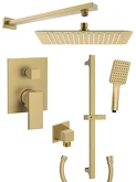 CUBEMIX podomítkový sprchový set s pákovou baterií, 2 výstupy, posuvný držák sprchy, zlato mat náhledová fotka produktu