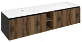 LOREA skříňka s dvojumyvadlem 161x46x51,5cm (70+20+70cm), dub collingwood/černá mat náhledová fotka produktu