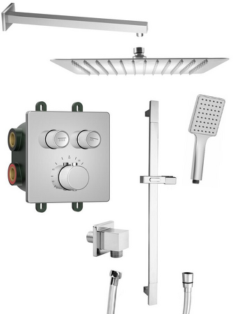 SMART SELECT podomítkový sprchový set s termostatickou baterií, 2 výstupy, posuvný držák sprchy, chrom