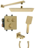 SMART SELECT podomítkový sprchový set s termostatickou baterií, 2 výstupy, vyústění, zlato mat náhledová fotka produktu