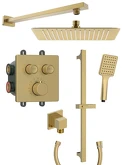 SMART SELECT podomítkový sprchový set s termostatickou baterií, 2 výstupy, posuvný držák sprchy, zlato mat náhledová fotka produktu