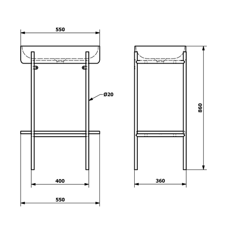 PUNO podstavec s umyvadlem 550x860x360mm, zlato mat