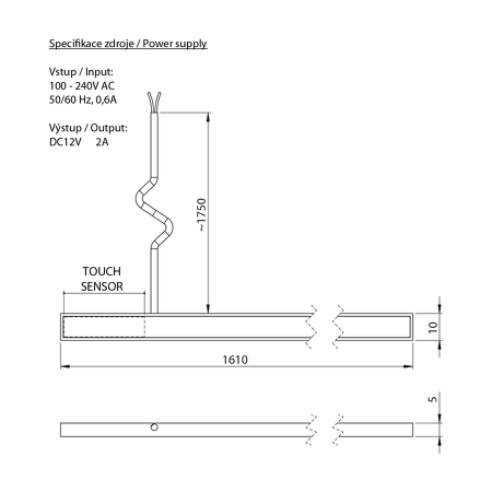 LOREA LED pásek 161cm, 1,6W, teplá bílá