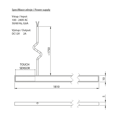 LOREA LED pásek 181cm, 1,8W, teplá bílá