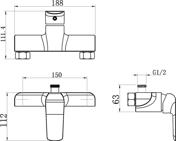 Sprchová baterie bez příslušenství 150 mm Nobless Tina černá