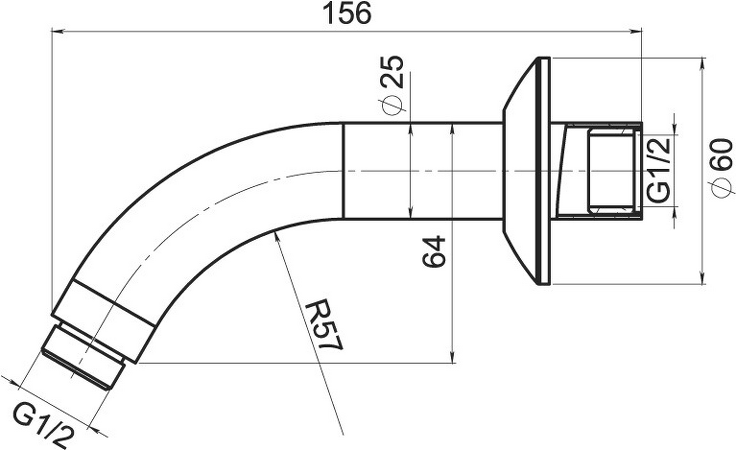 Rameno pevné sprchy ze stěny 160 mm chrom