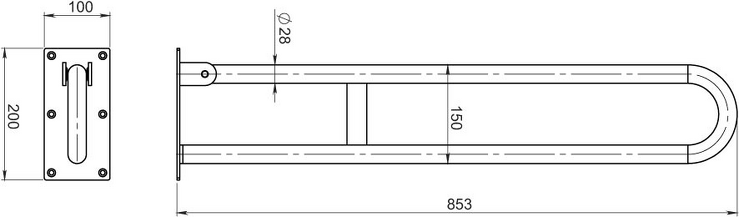 Úchyt dvojitý sklopný 852 mm bílý