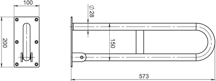 Úchyt dvojitý sklopný 572 mm leštěná nerez